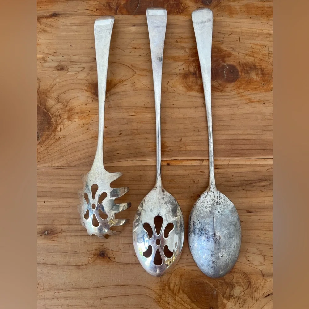 SOLD Vintage Silver-plated Serving Spoon Set - Picture 5 of 8